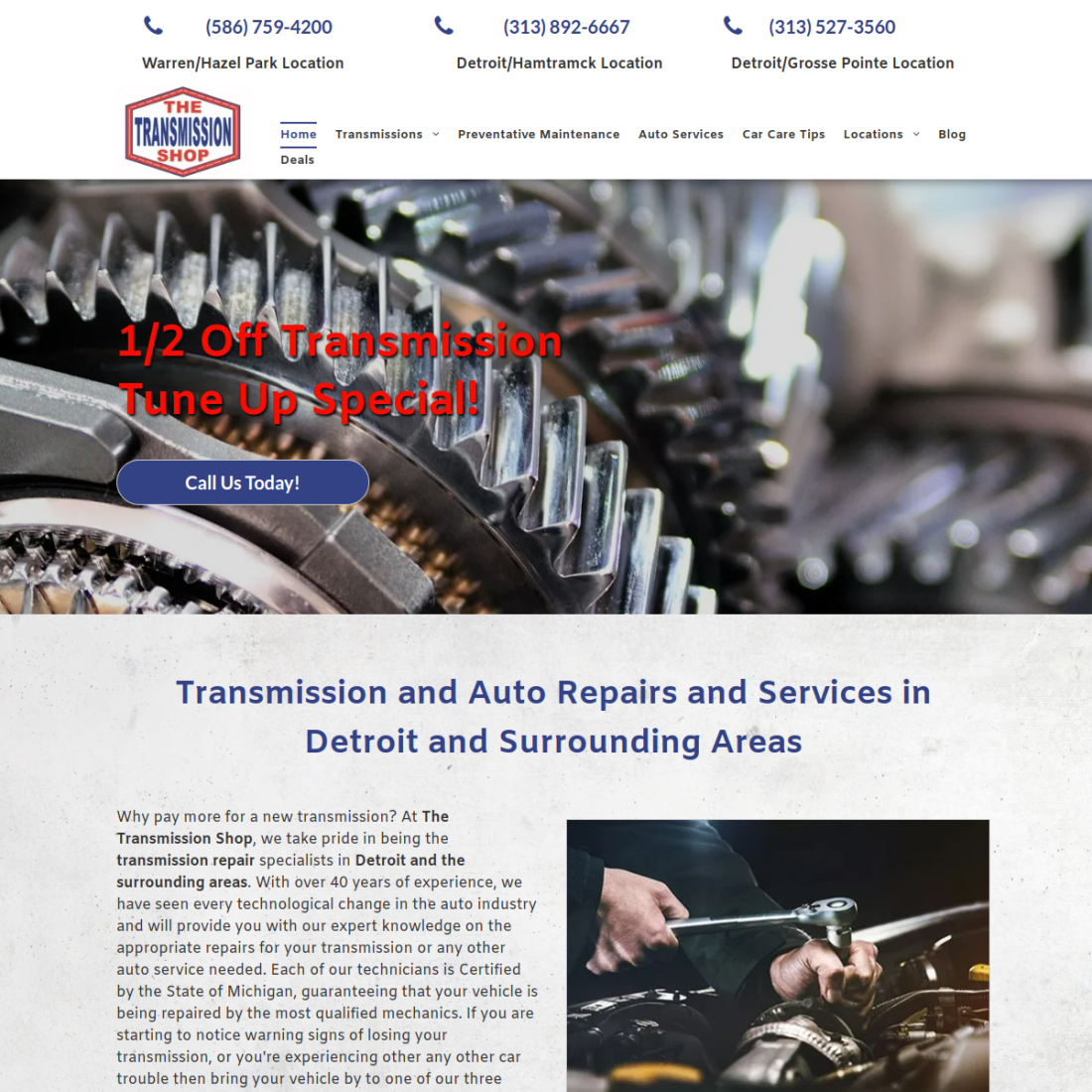The Transmission Shop desktop view