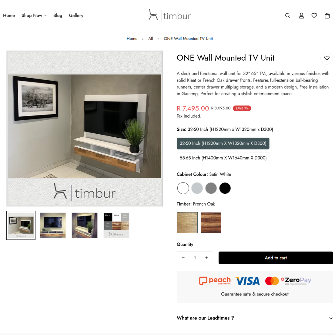 Timbur Furniture desktop view