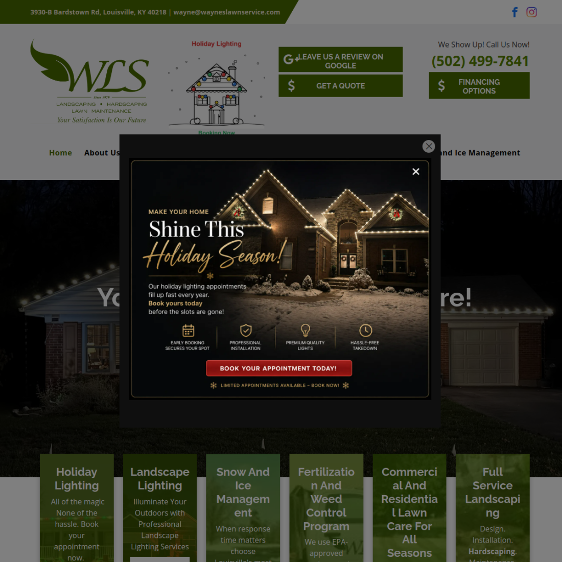 Wayne's Lawn Service desktop view