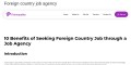 10 Benefits of Seeking Foreign Country Job through a Job Agency