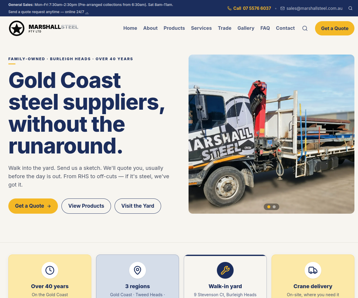 Marshall Steel website screenshot