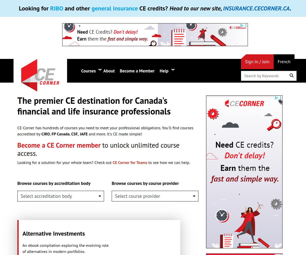 CE Corner website