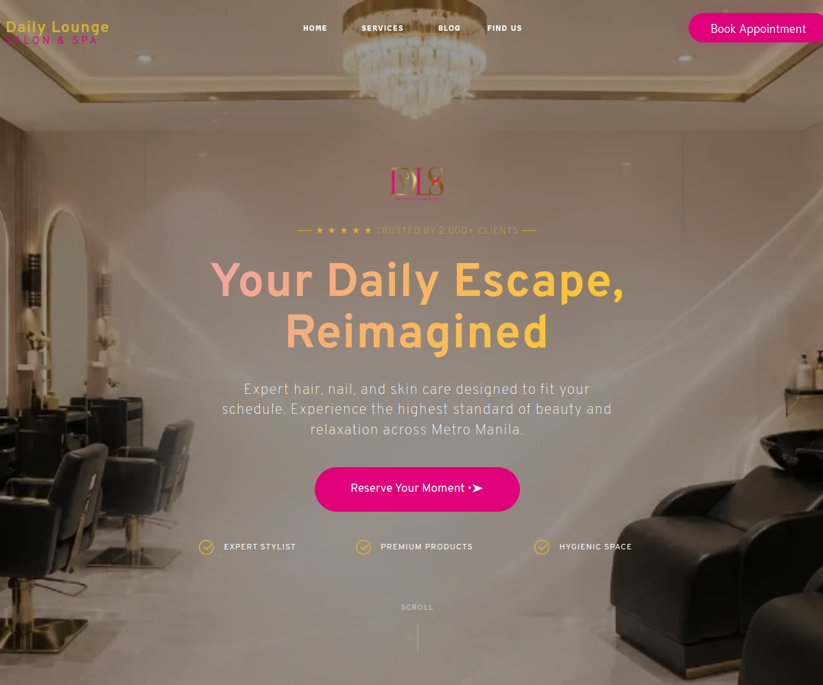 Daily Lounge Salon and Spa website preview