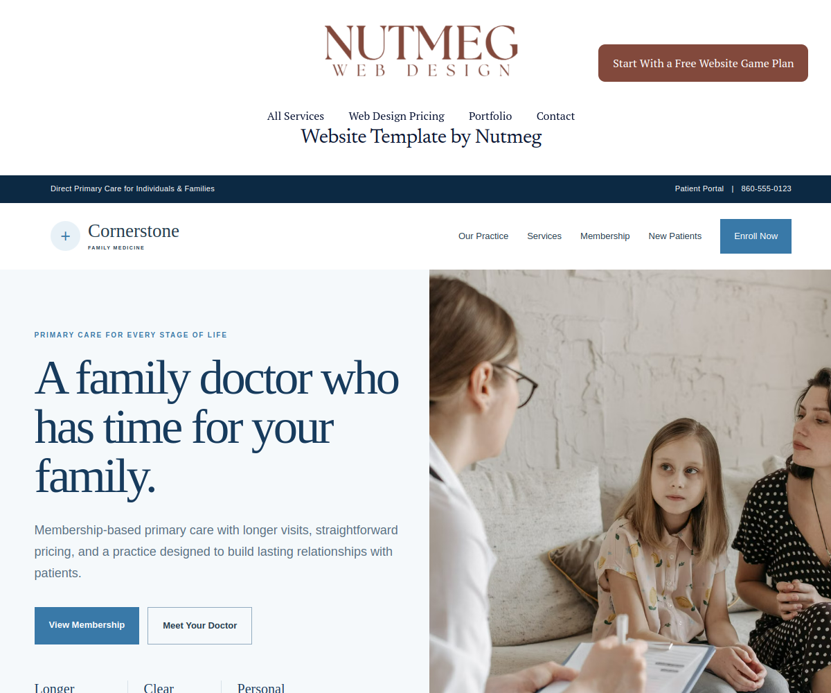 Traditional Direct Primary Care website design example