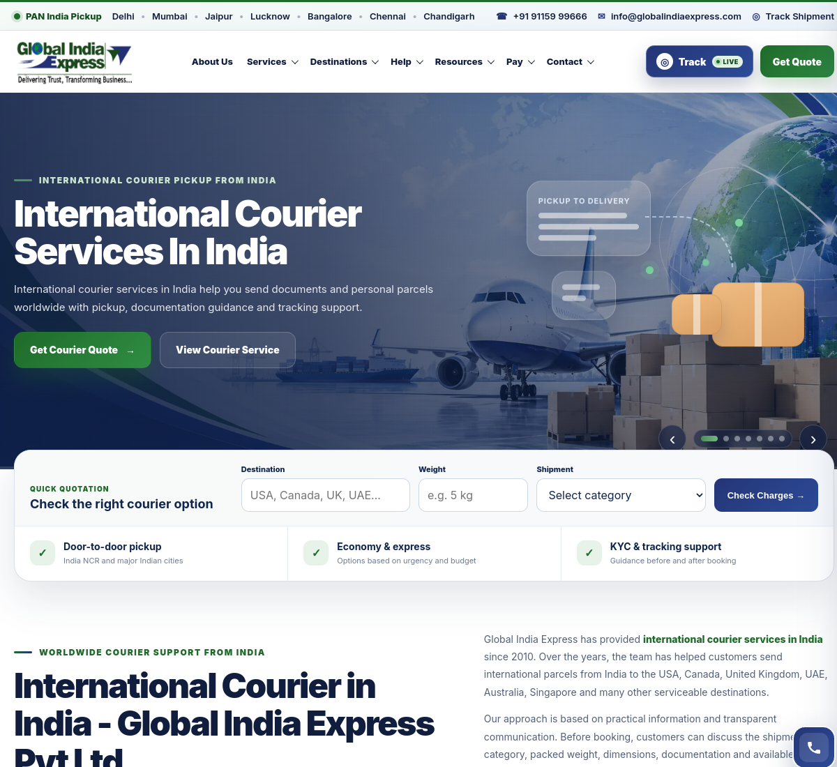 Live preview of Global India Express
