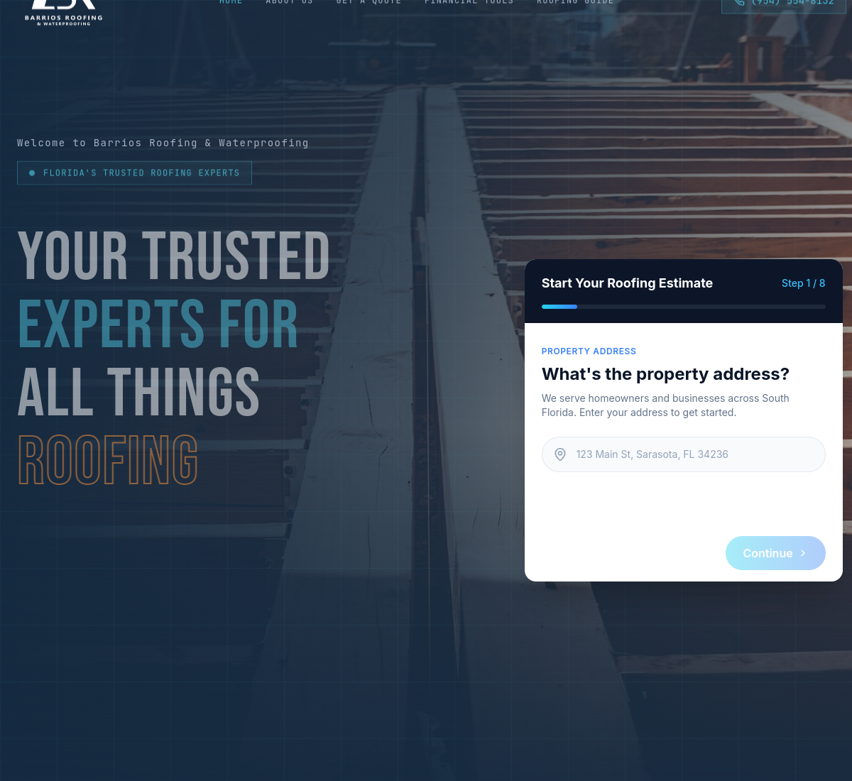 Barrios Roofing website