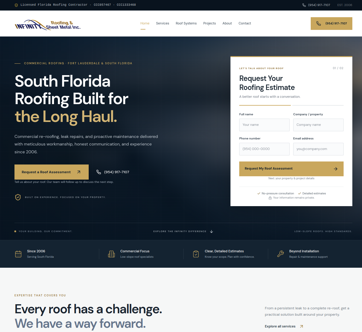 Infinity Roofing website