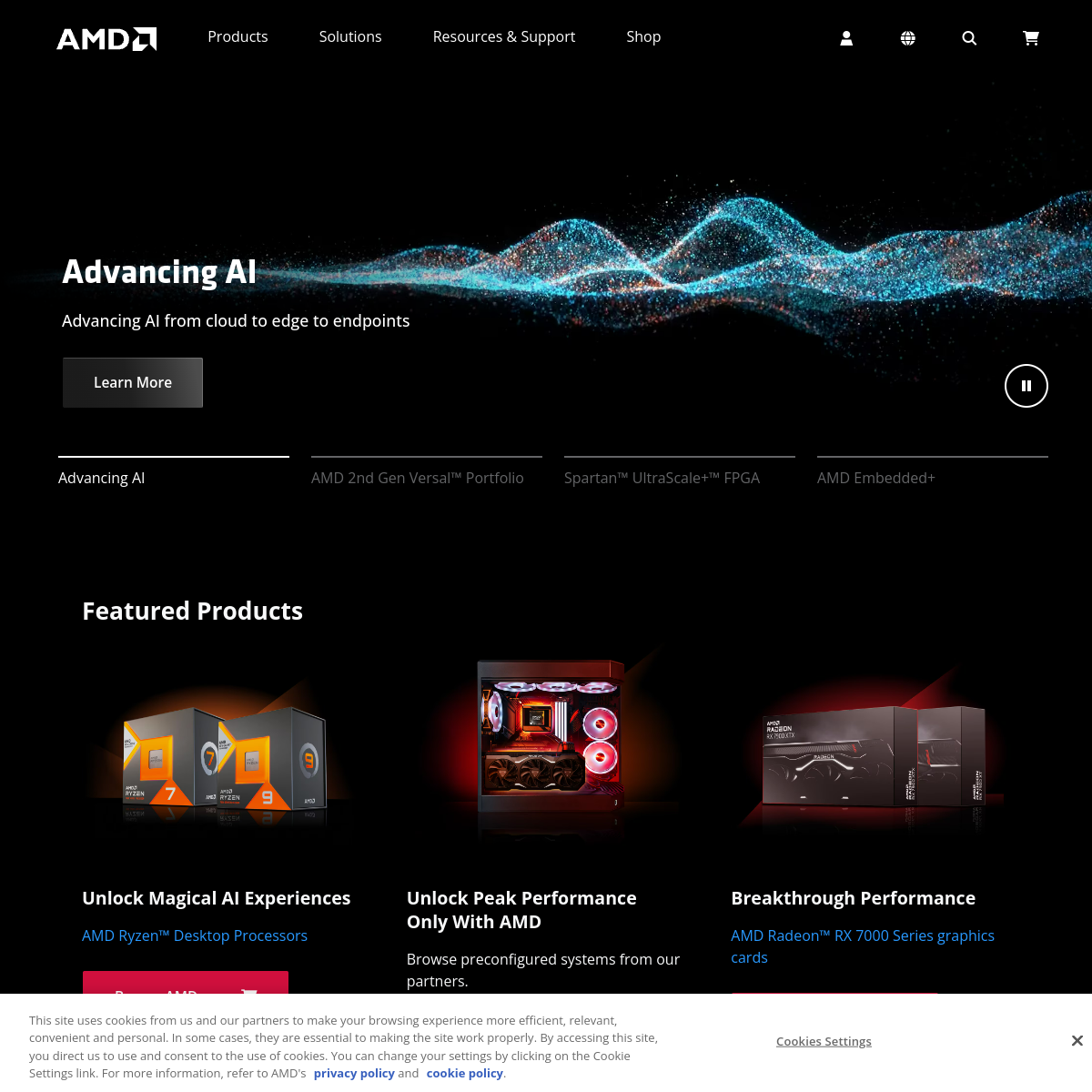 Advanced Micro Devices Website Preview