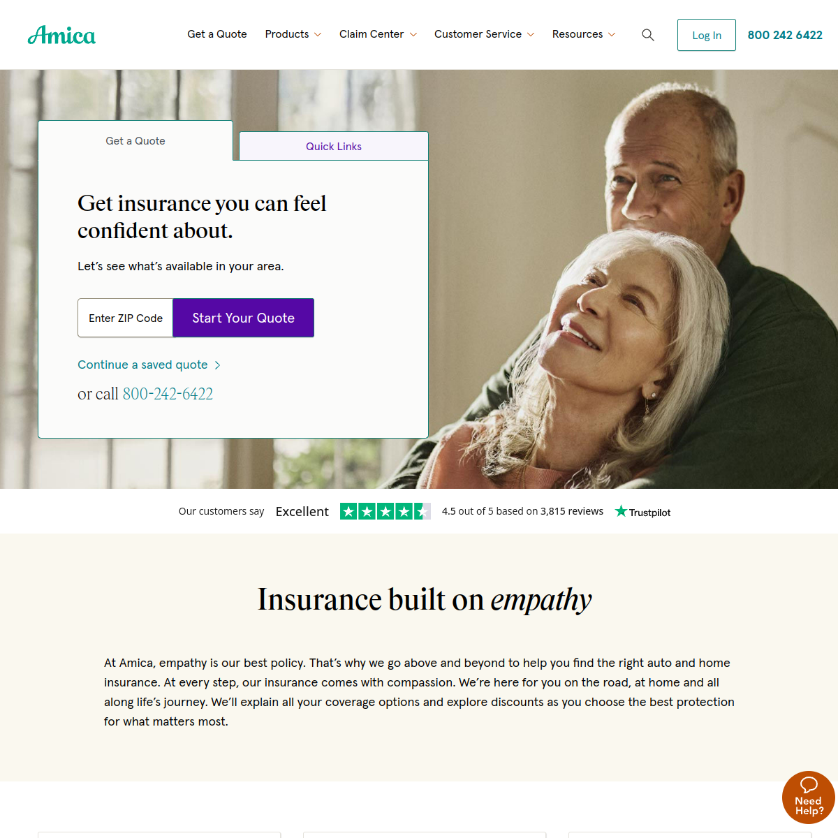 Amica Mutual Insurance Website Preview