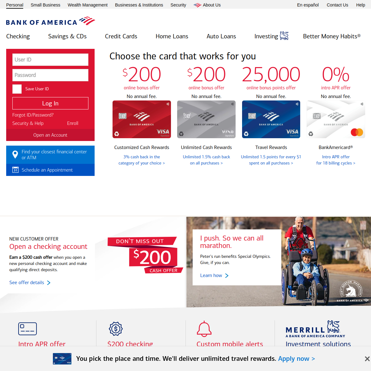 Bank of America Corp. Website Preview