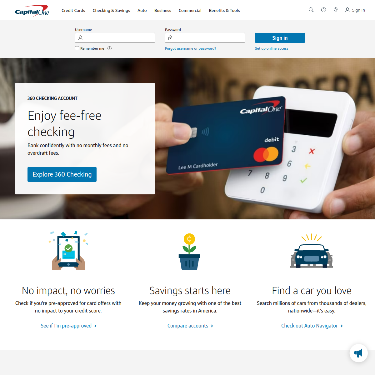 Capital One Financial Website Preview