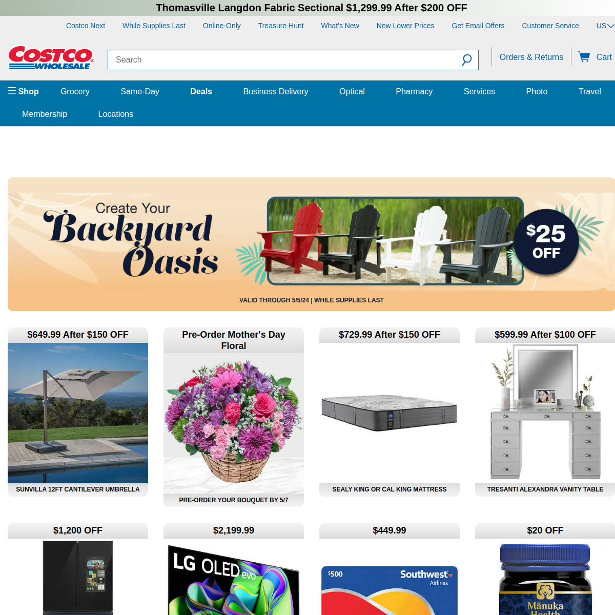 Costco Wholesale Website Preview