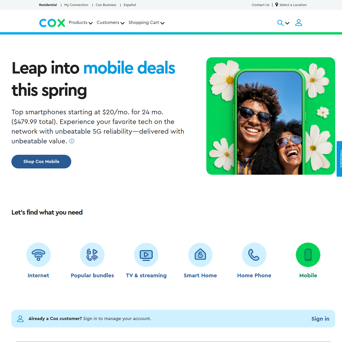 Cox Communications Website Preview