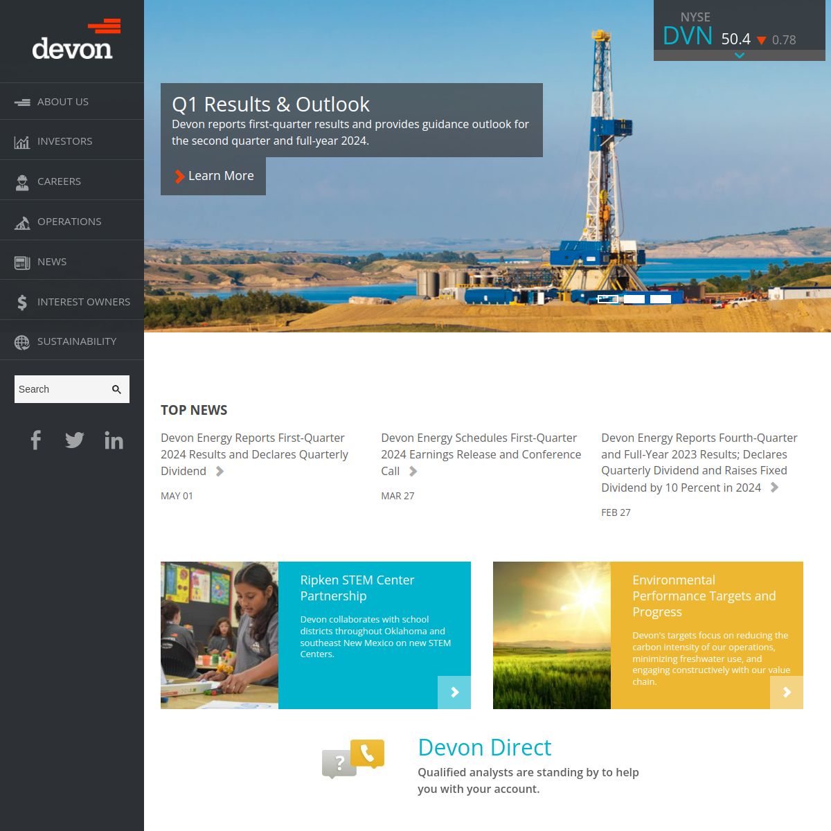 Devon Energy Website Preview