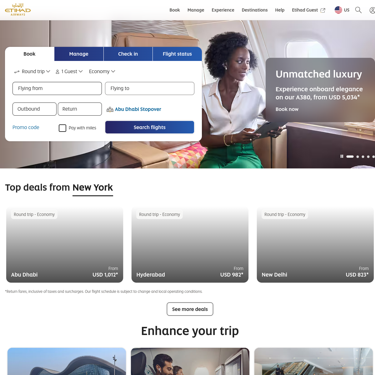 Etihad Airways Website Preview