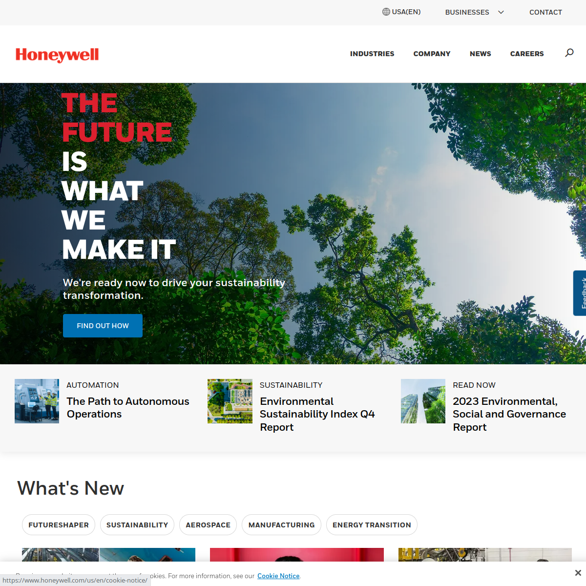 Honeywell International Website Preview