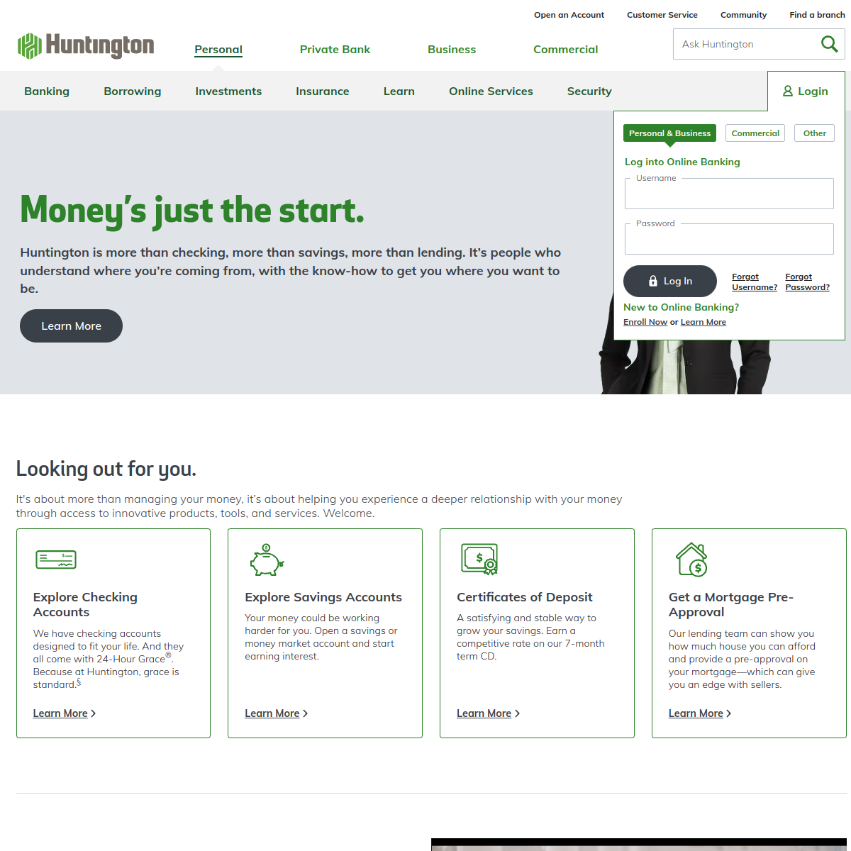 Huntington Bancshares Website Preview