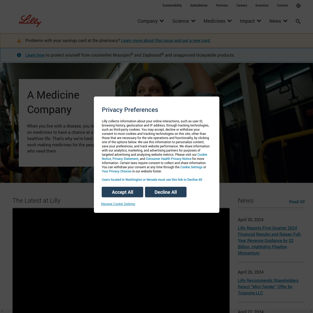 Eli Lilly Website Preview