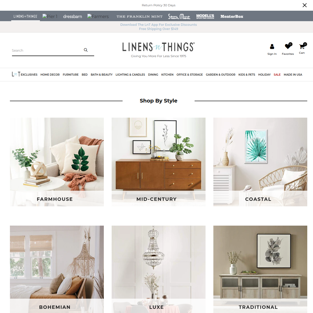 Linens'n Things Website Preview