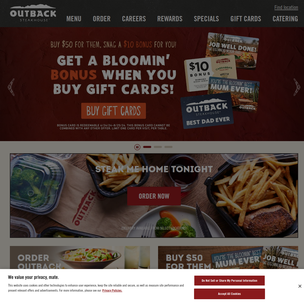 Outback Steakhouse Website Preview