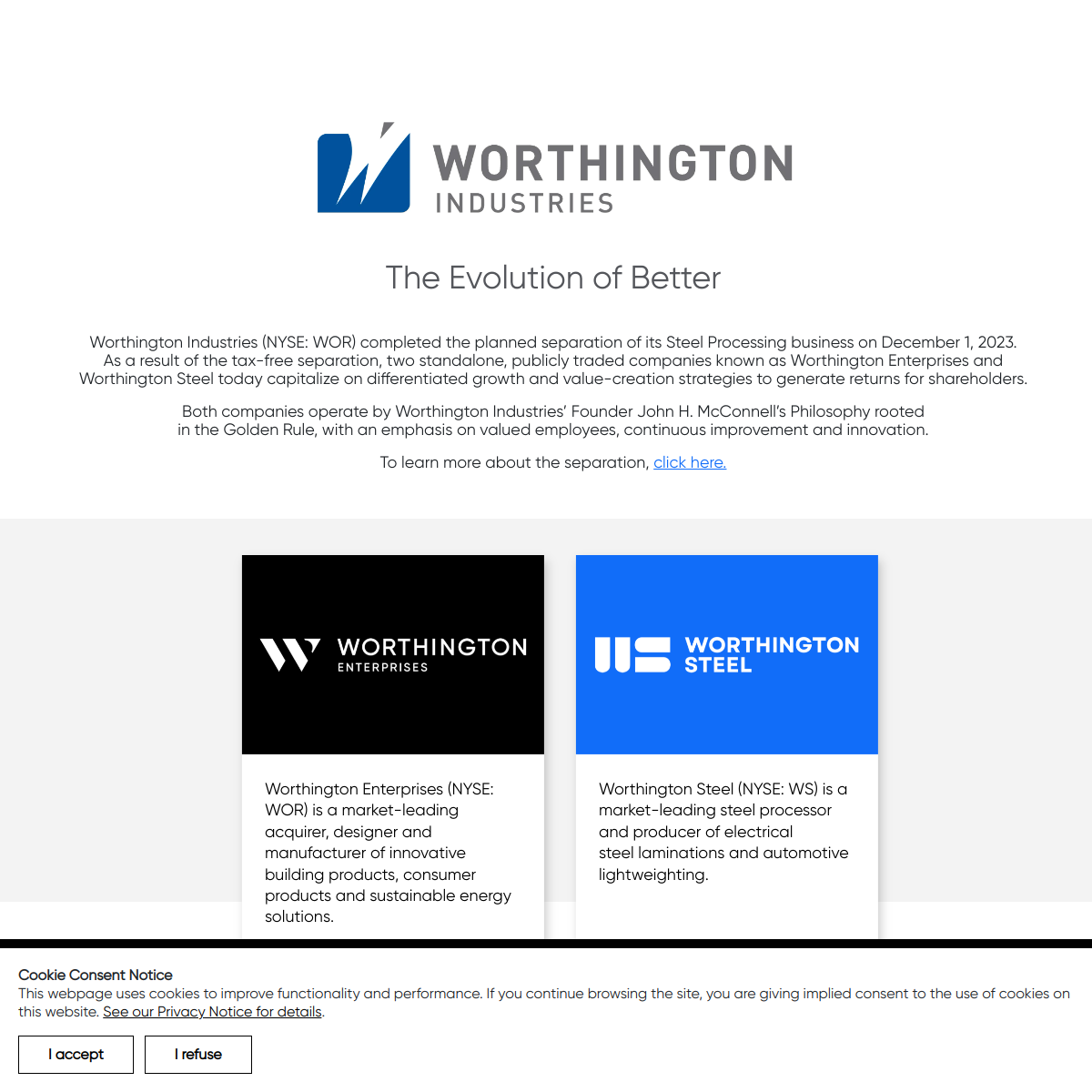 Worthington Industries Website Preview