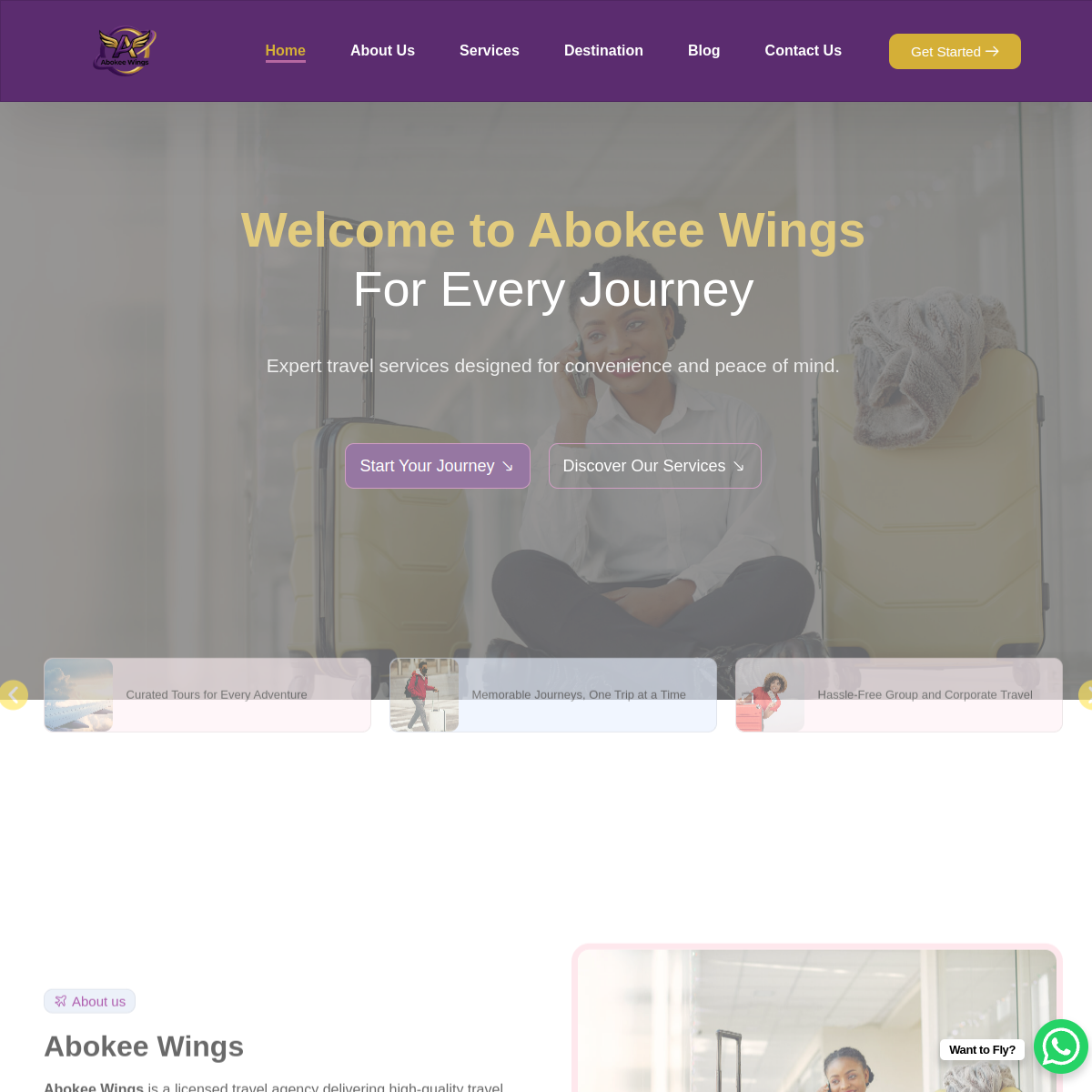 Abokee Wings website screenshot