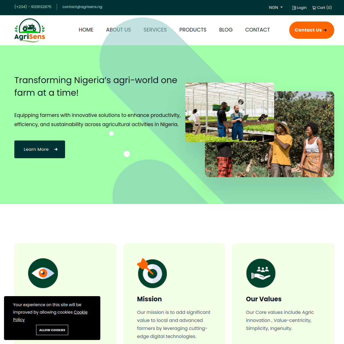 Agrisens website screenshot