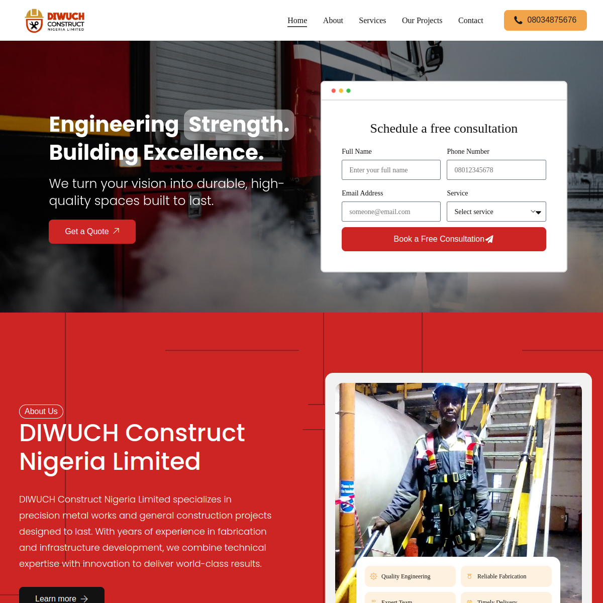 Diwuch Construct website screenshot
