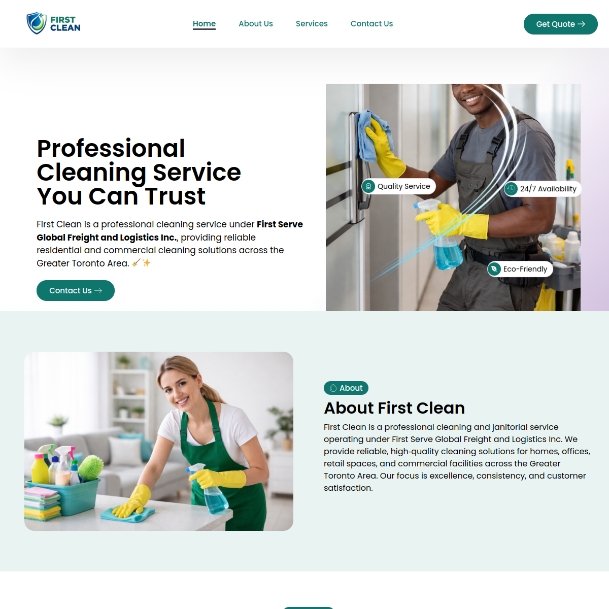 First Clean website screenshot