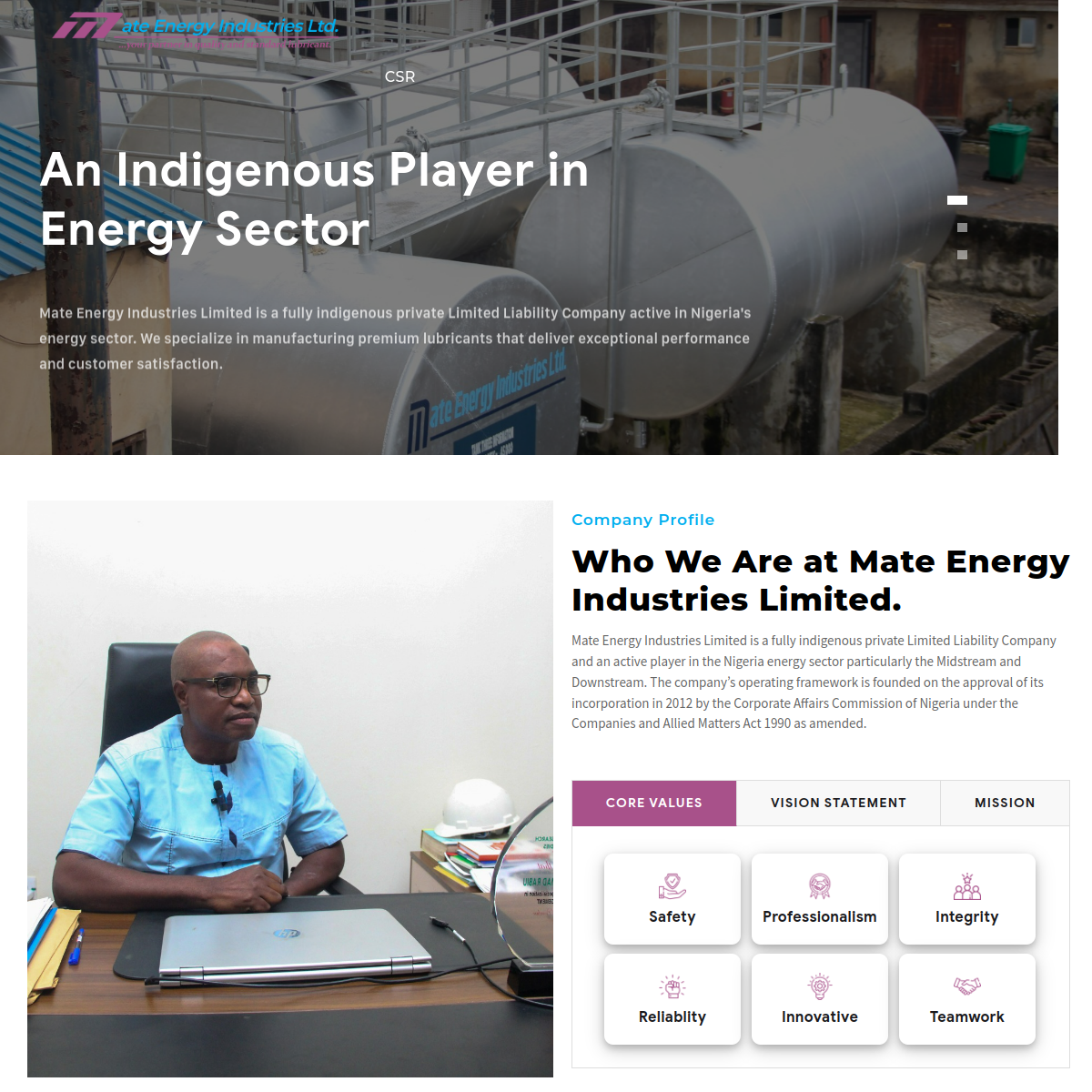 Mate Energy website screenshot