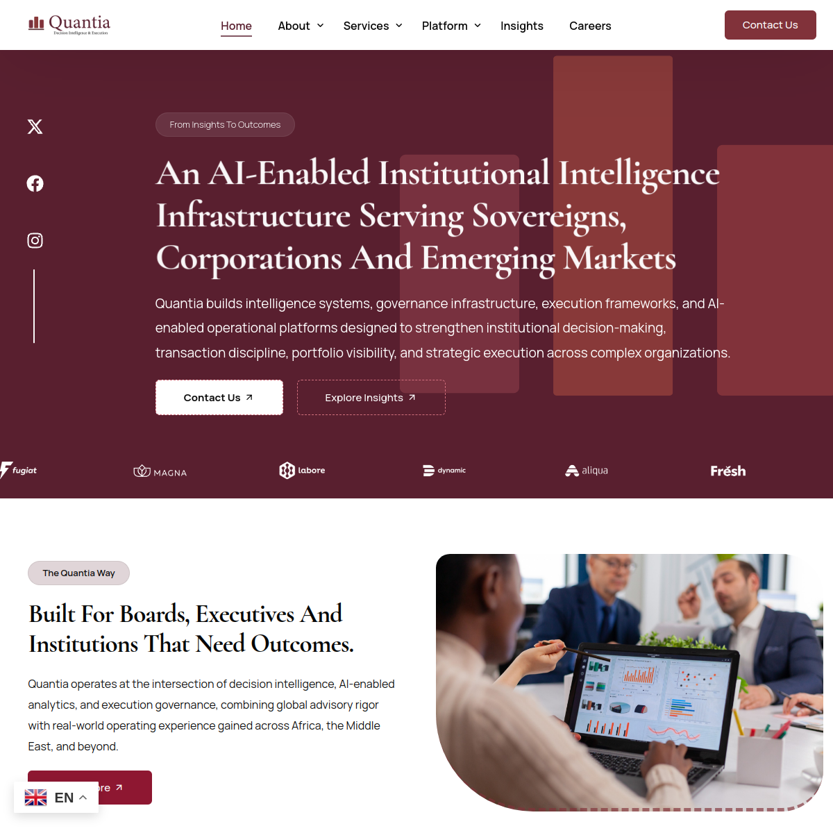 Quantia Qatar website screenshot