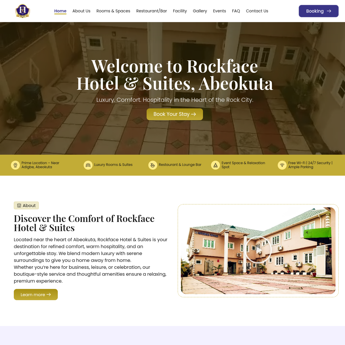 Rockface Hotel Nigeria website screenshot