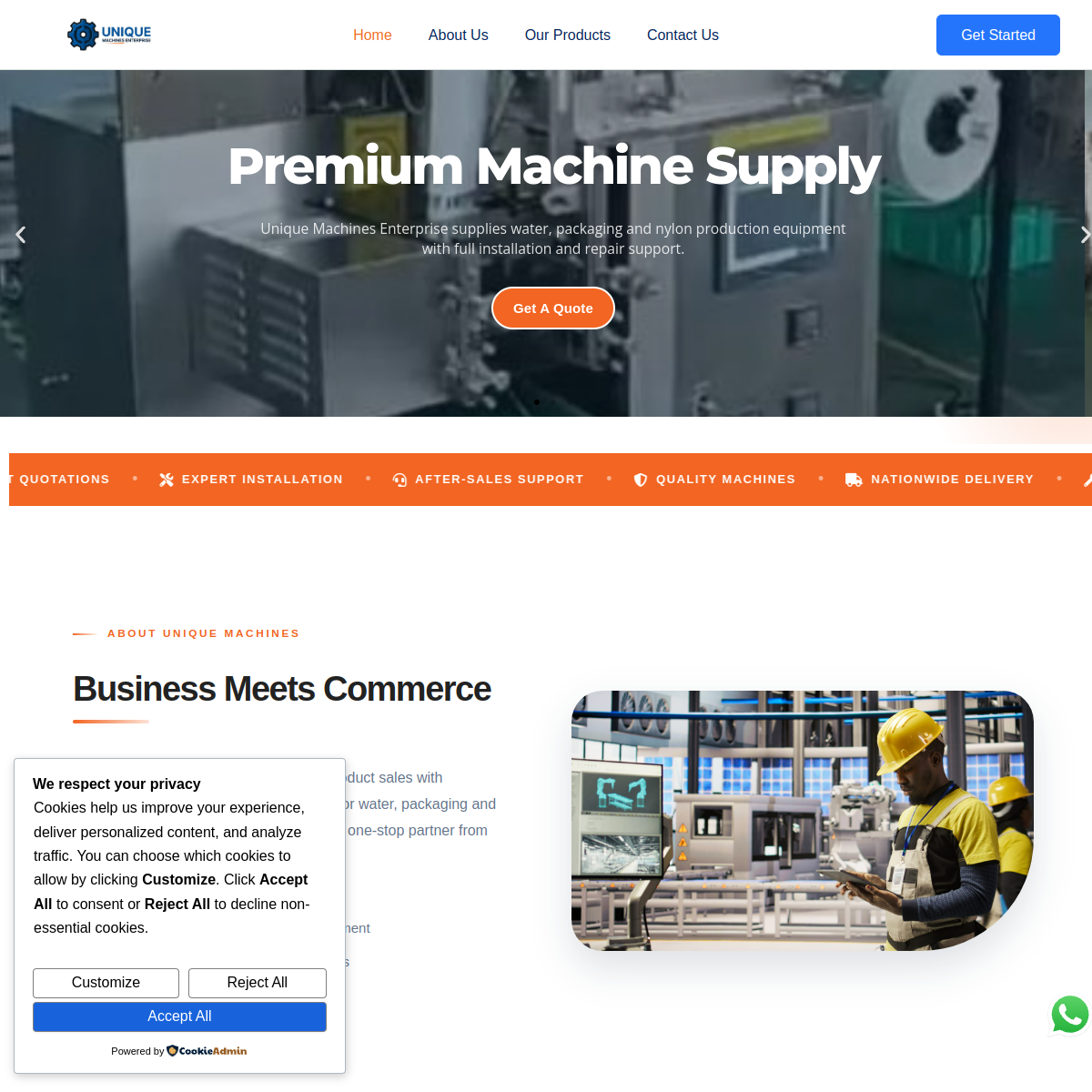 Unique Machines website screenshot