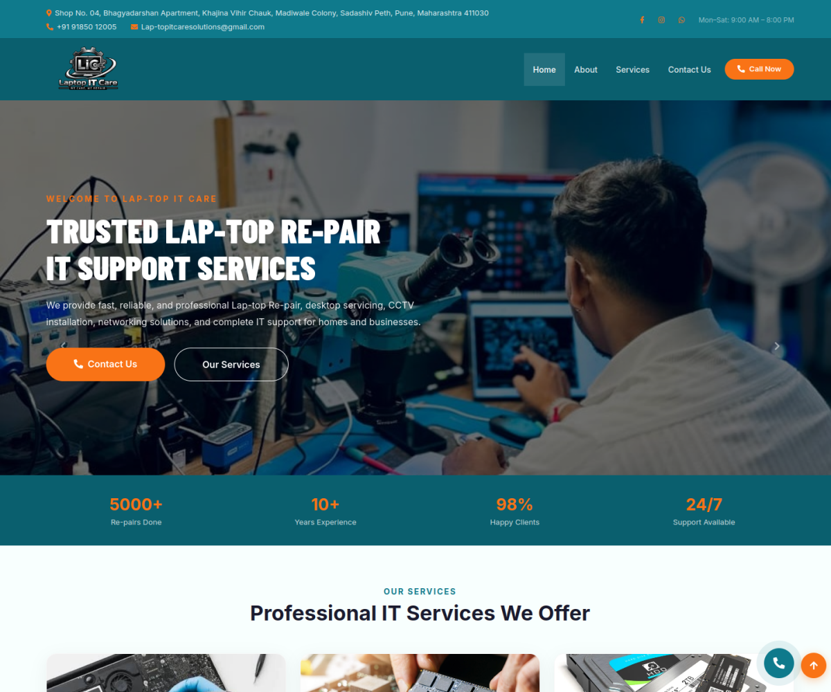 Laptop IT Care website