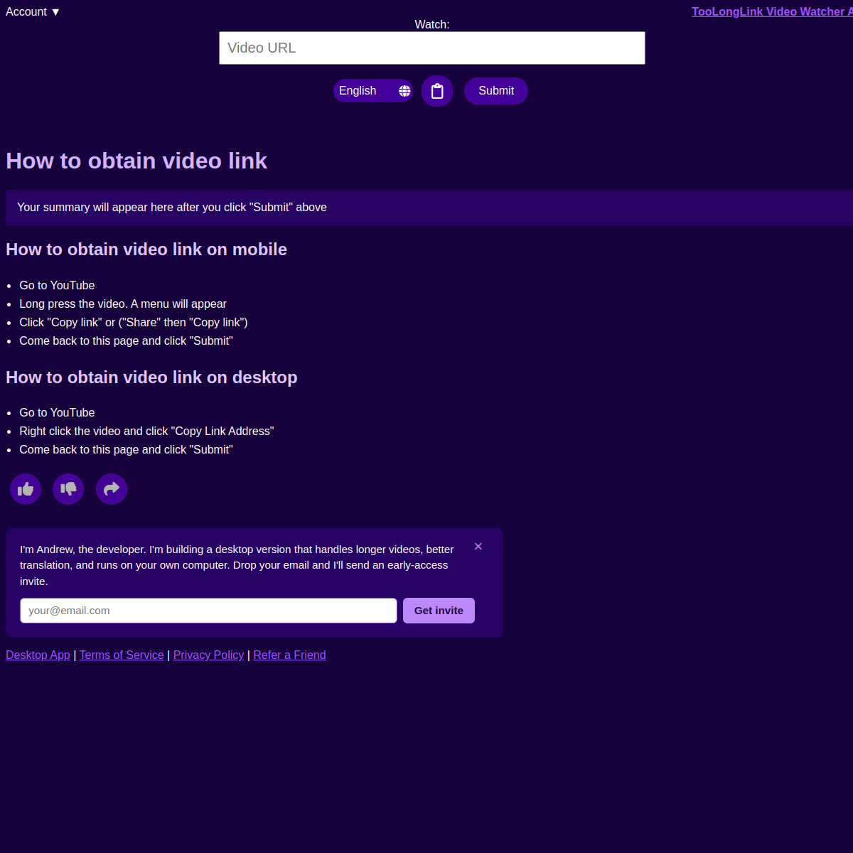 TooLongLink Video to Article Converter