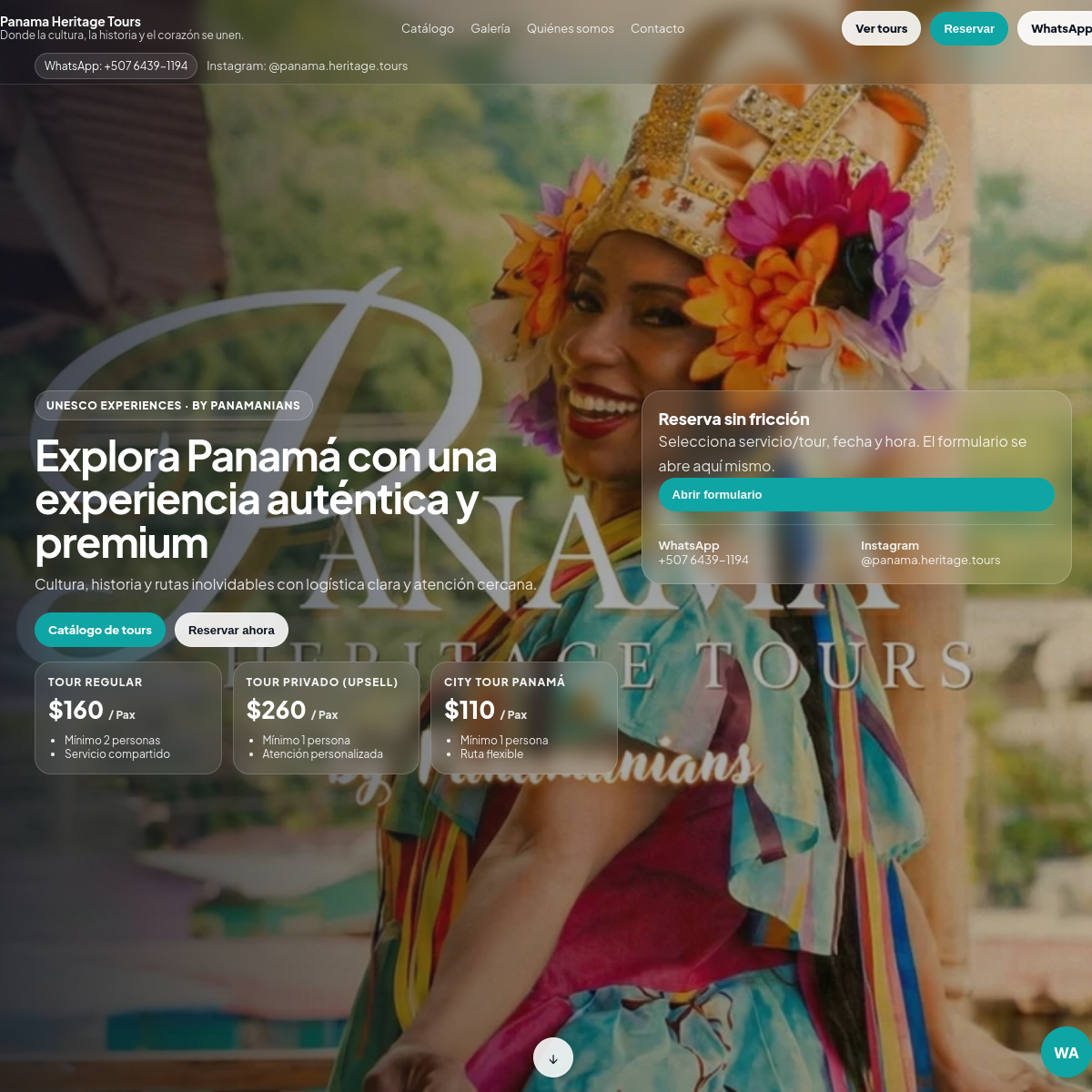 Vista previa del proyecto Panama Heritage Tours