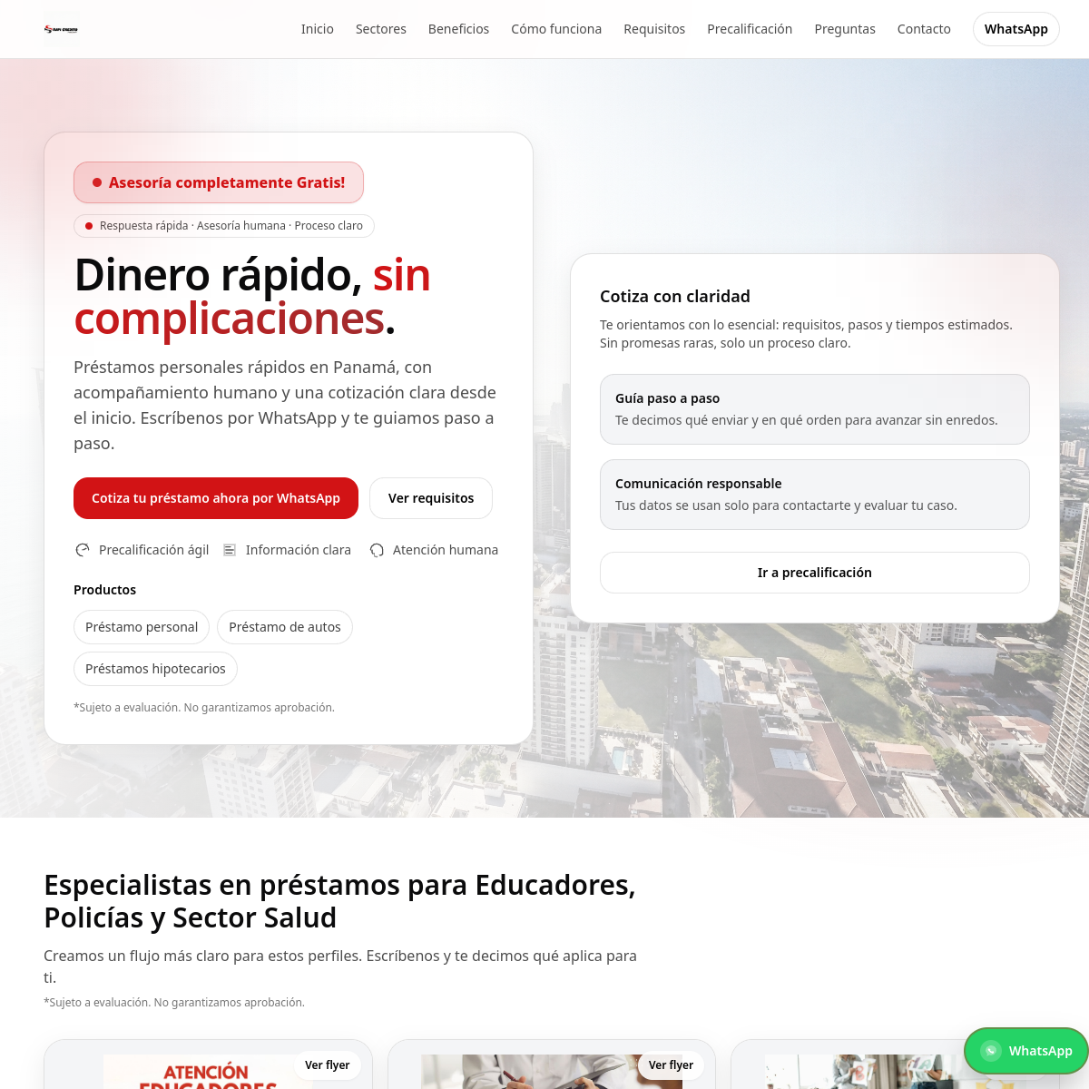 Vista previa del proyecto RapiCrédito Panamá