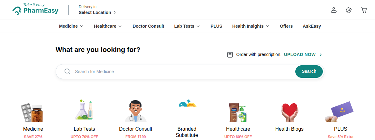 PharmEasy website preview