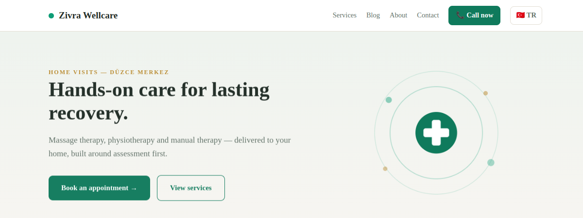 Zivra Wellcare website preview