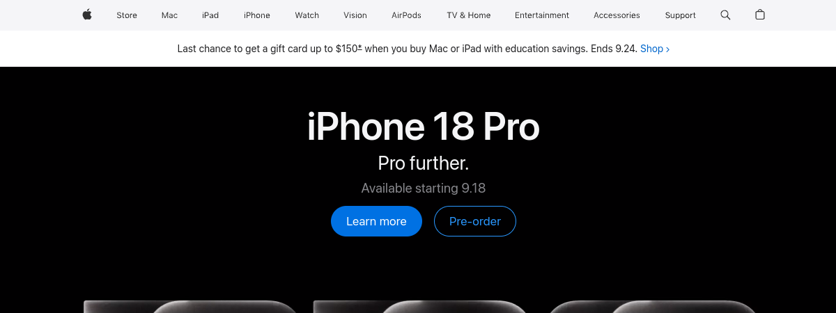 Apple website preview