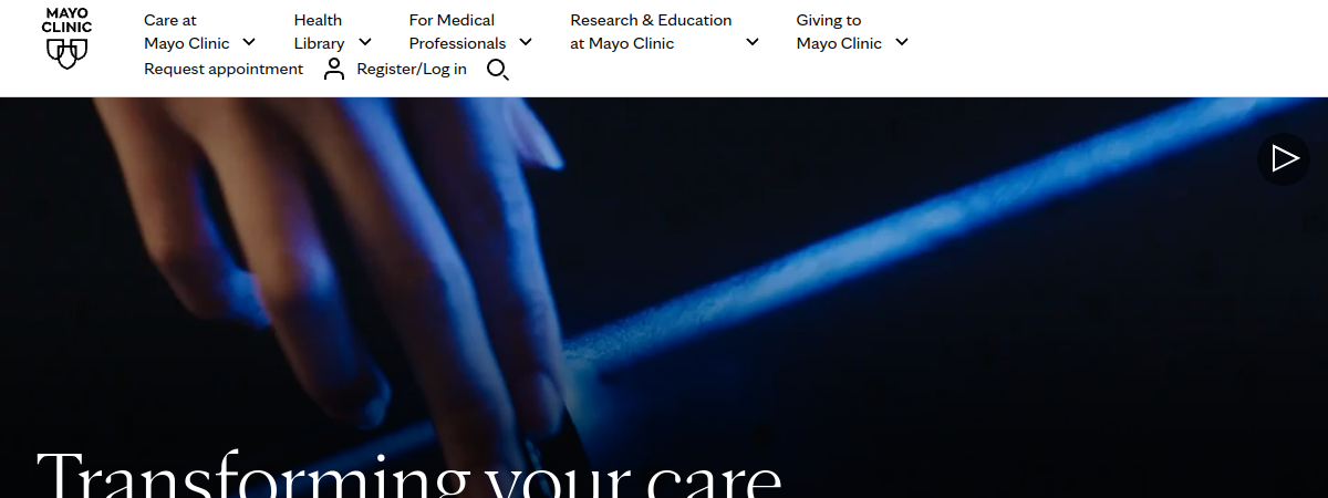 Mayo Clinic website preview
