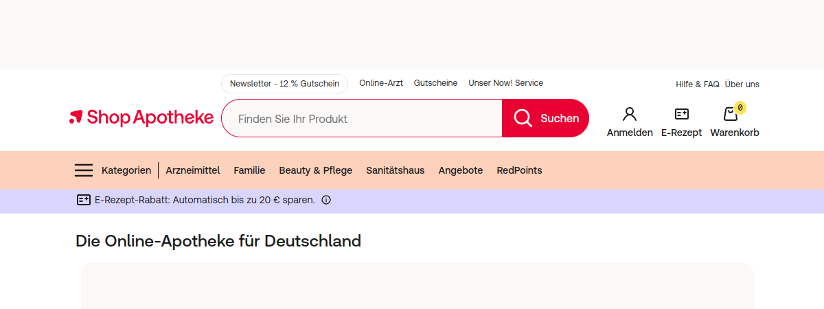 Shop Apotheke website preview