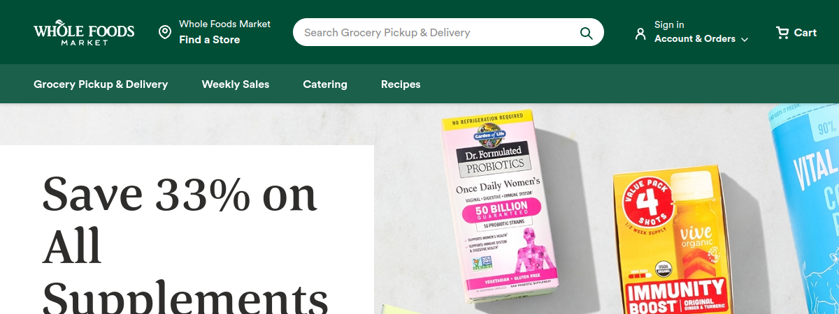 Whole Foods website preview