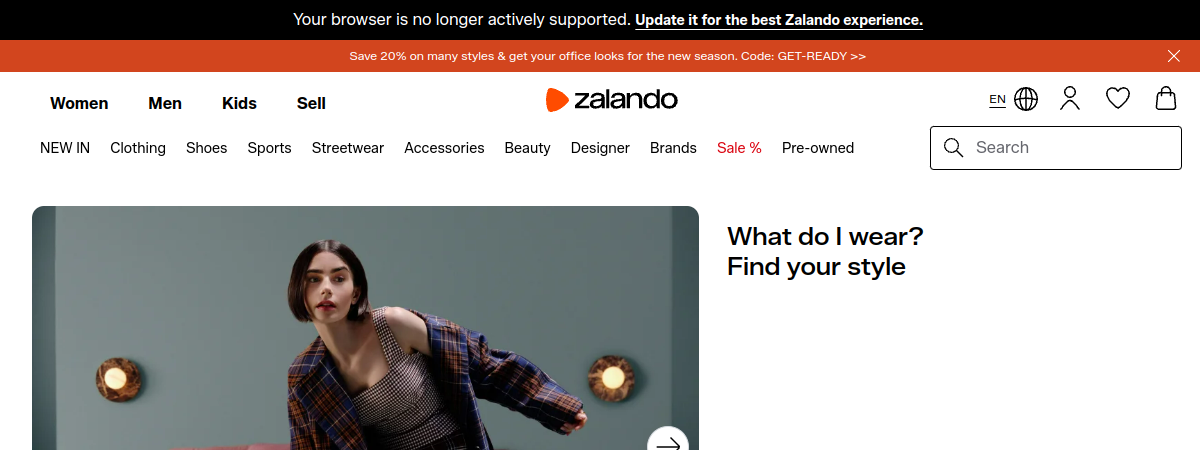 Zalando website preview