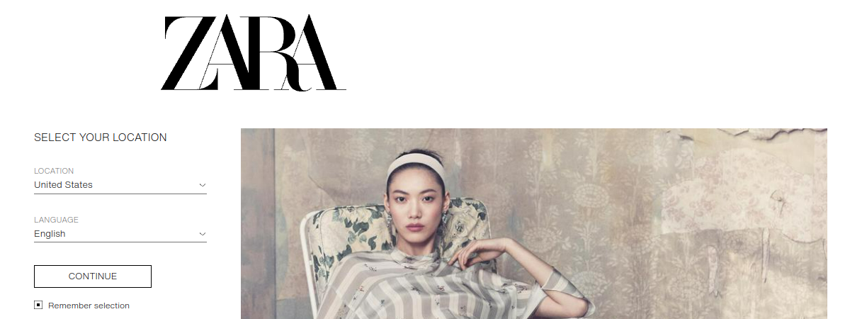 Zara website preview