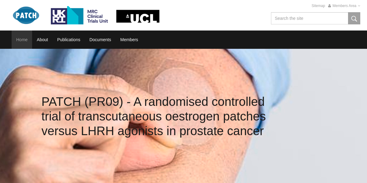 Preview snapshot of the PATCH Trials UCL homepage
