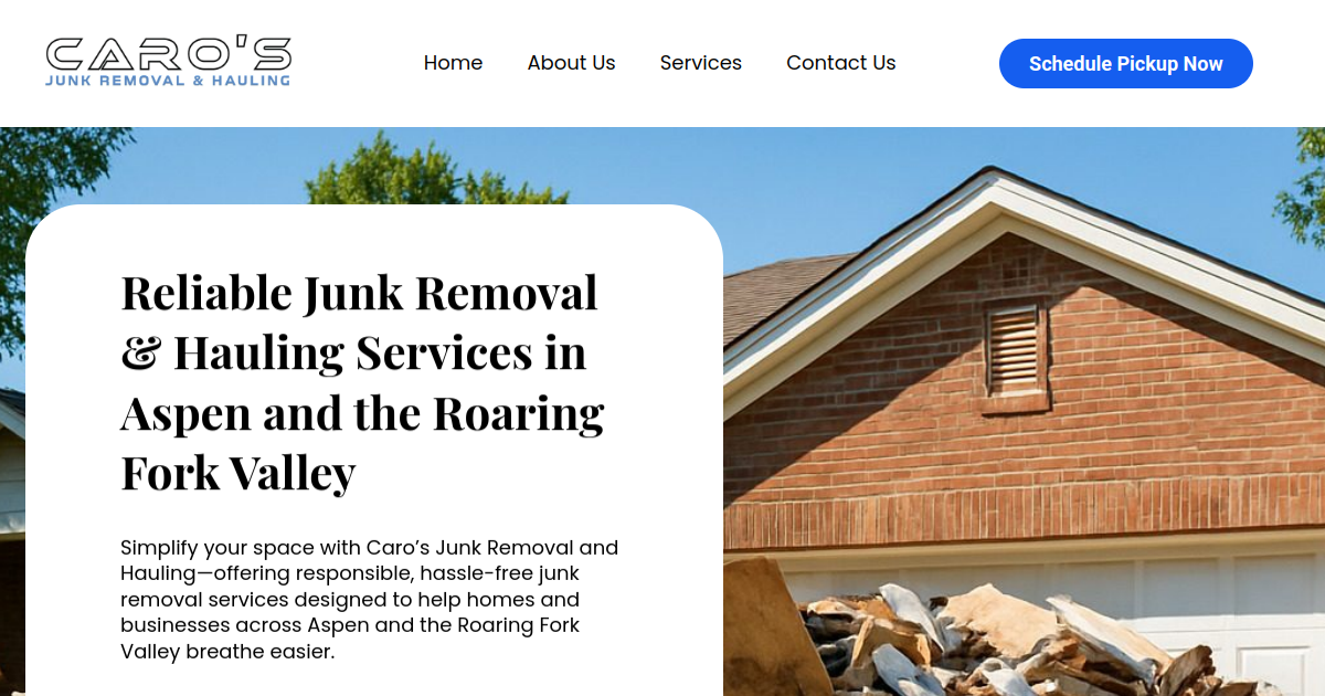 Caro's Junk Removal website screenshot