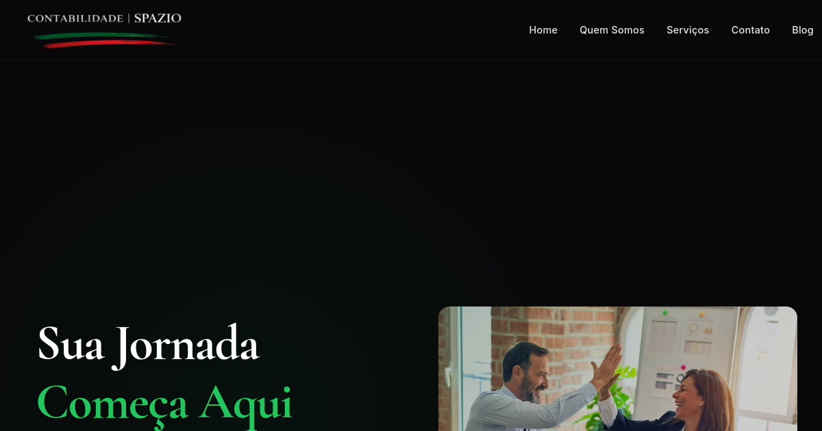 Dark mode, zero page builder e entregue em 1 dia: o site da Contabilidade Spazio