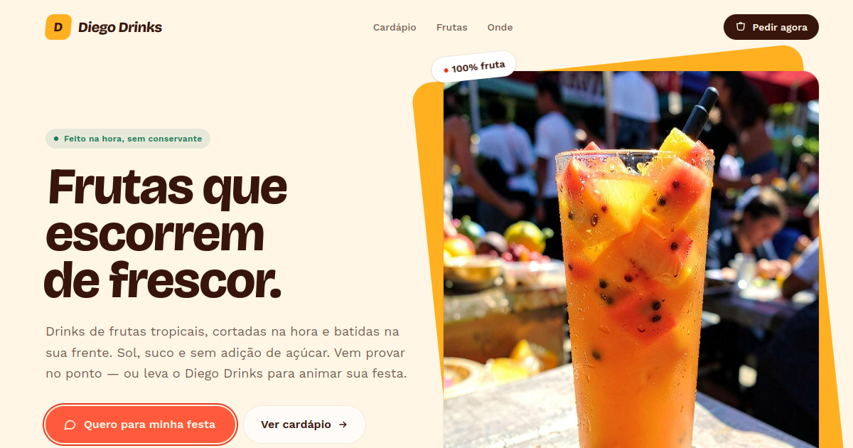 Landing page de branding para marca de bebidas — Fruity Sips