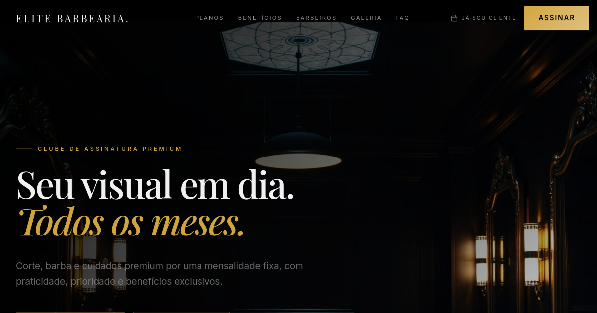 Landing page de assinatura mensal para barbearia — Elite Barbearia